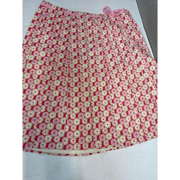 J.Crew Spring Summer Skirt Pink White Adjustable Waist Floral Cotton Womens 10 - Picture 1 of 5